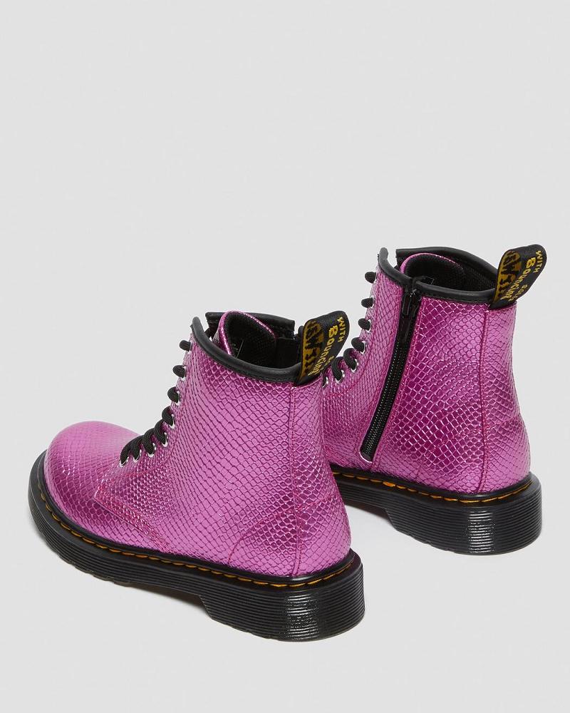 Dr Martens Junior 1460 Reptile Emboss Snørestøvler Børn Lyserød | DK 688QMA